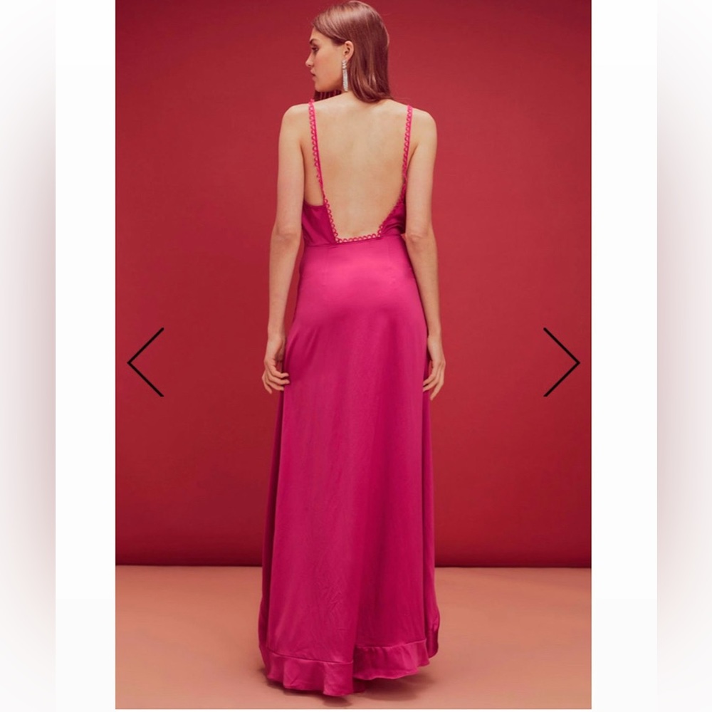 For Love & Lemons Isabella Ruffled Maxi Dress in Fuchsia Size M - Picture 10 of 16